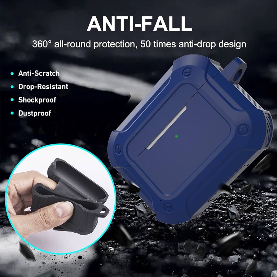 AirPods Pro用アップグレードケース耐衝撃保護カバー ダークブルー Amazon | AirPods Pro用アップグレードケース 耐衝撃保護カバー 4 in 1